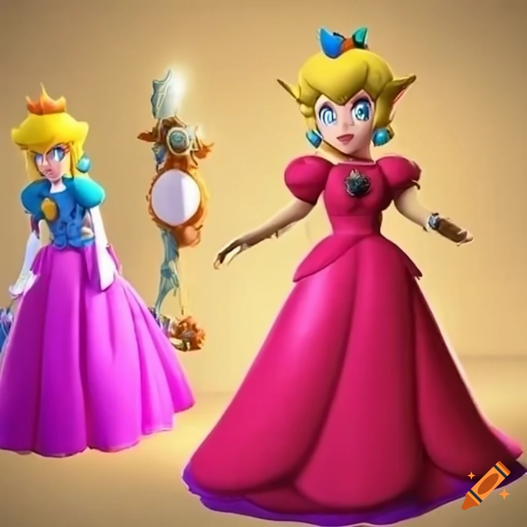 cosplay of Princess Peach and Link in a ballroom