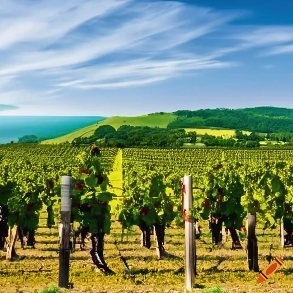 panoramic view of a lush vineyard