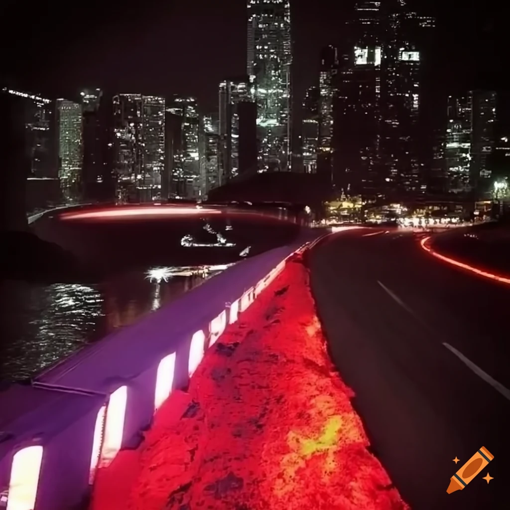 surreal cityscape with lava flowing through the streets