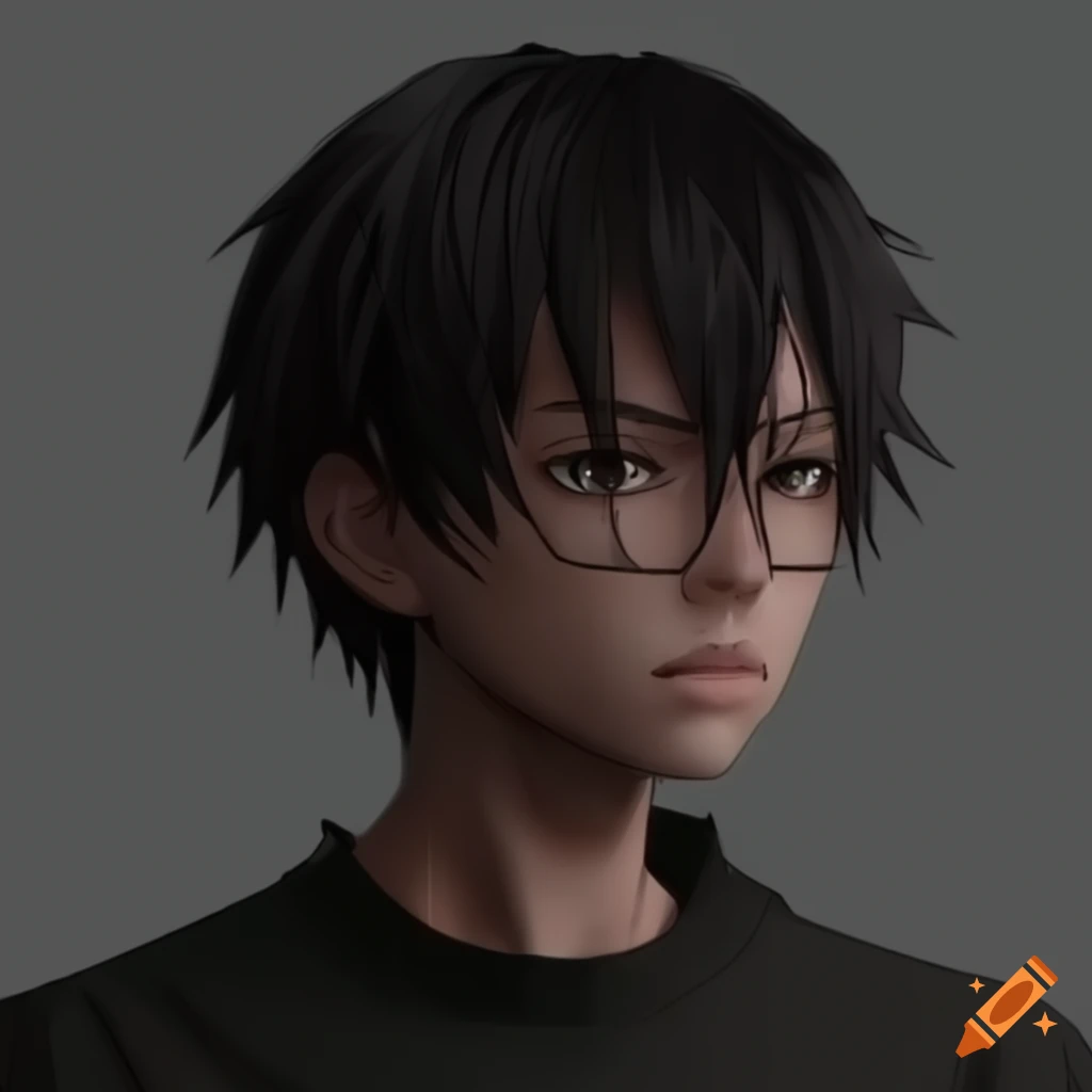 anime character with black shirt smiling