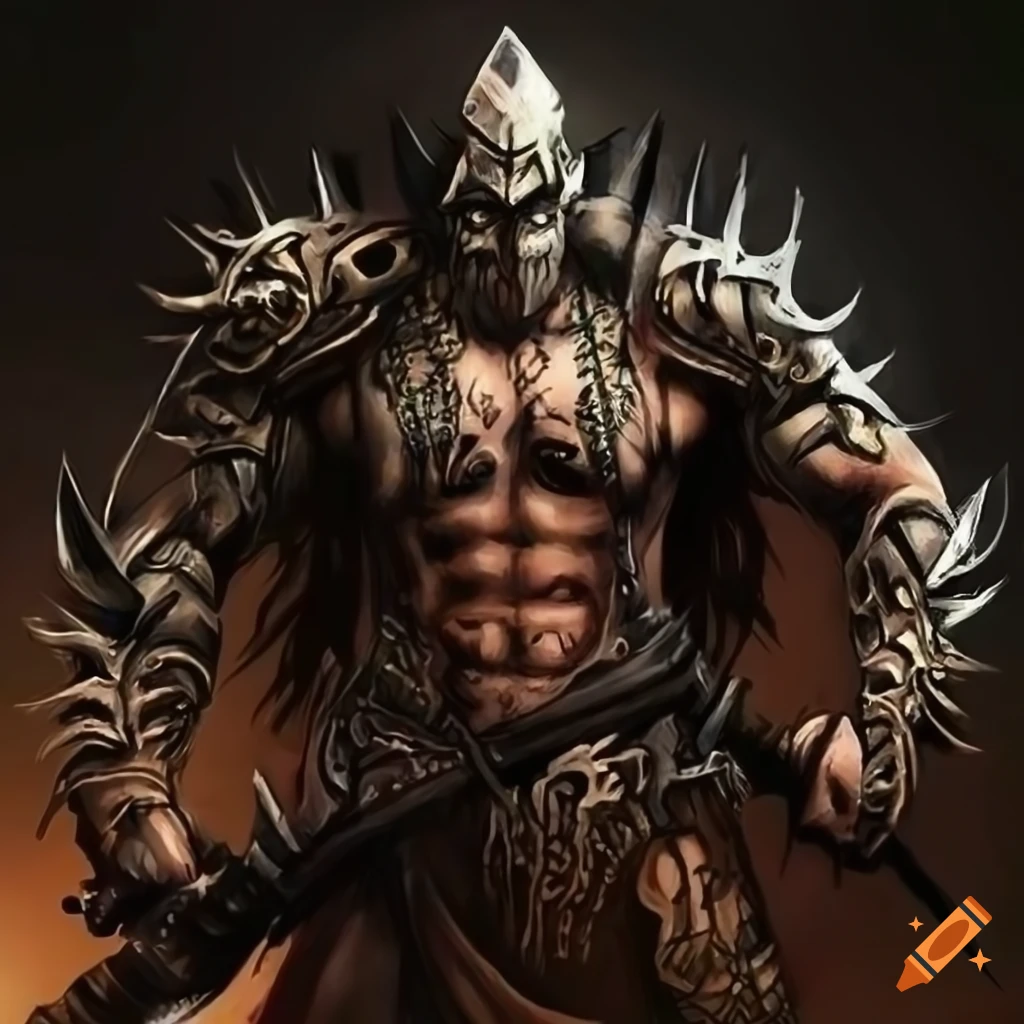Image of a tribal warrior with glowing eyes on Craiyon