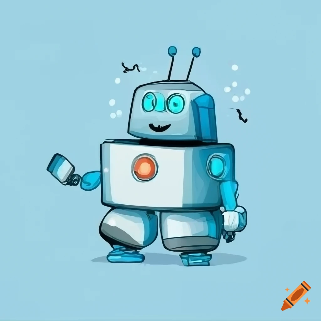 Cute White Robot Illustration On Craiyon