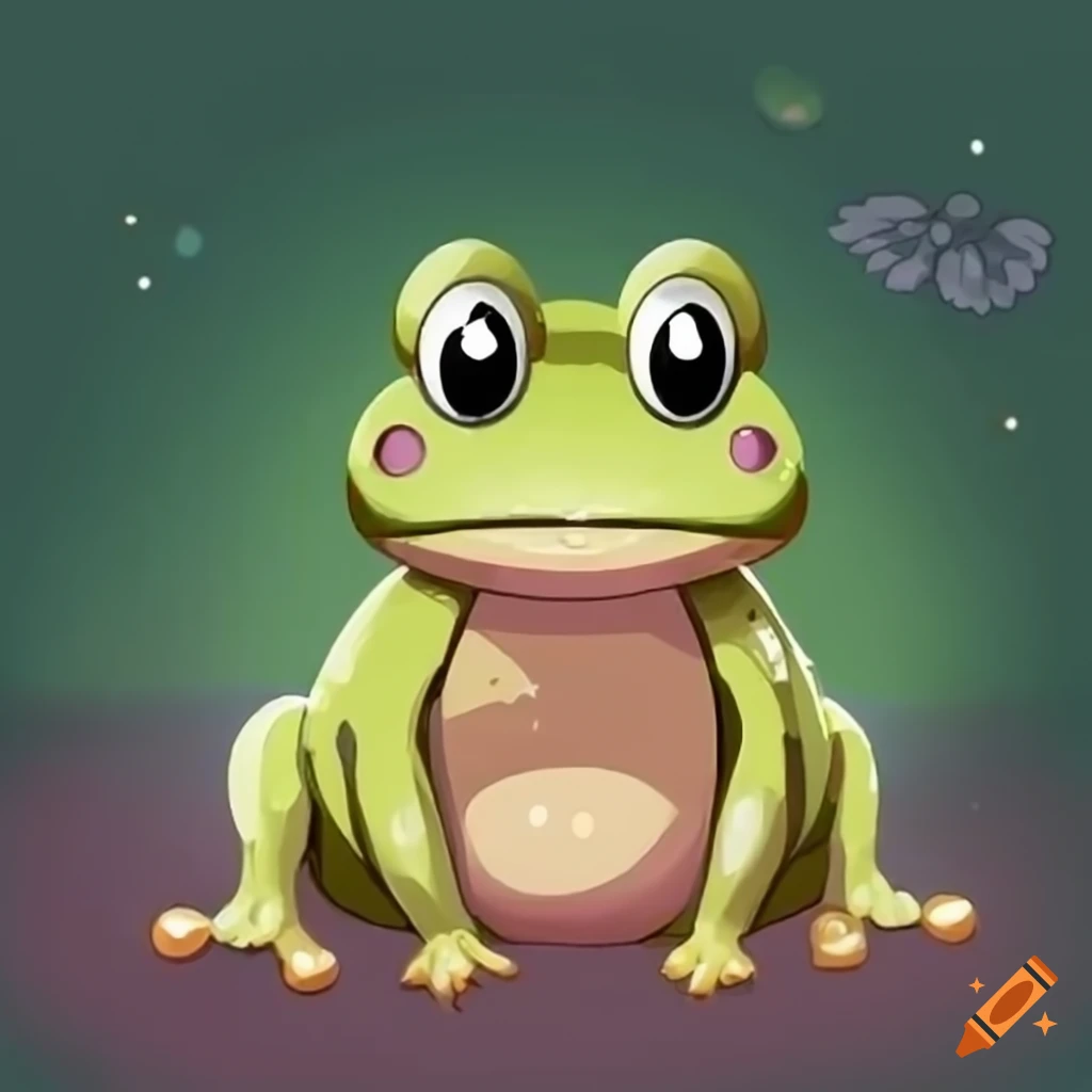 Cute Anime Frog Illustration by Makoto Shinkai · Creative Fabrica