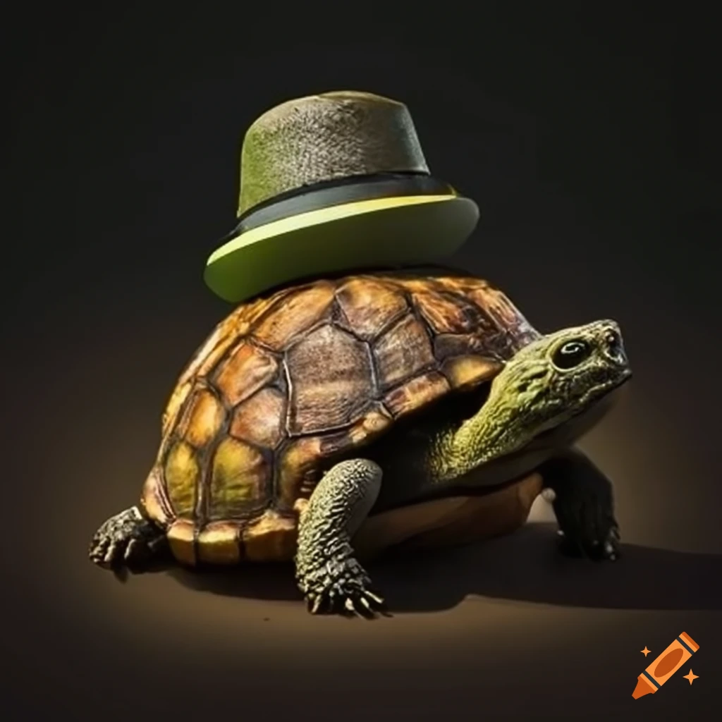 Turtle wearing a hat