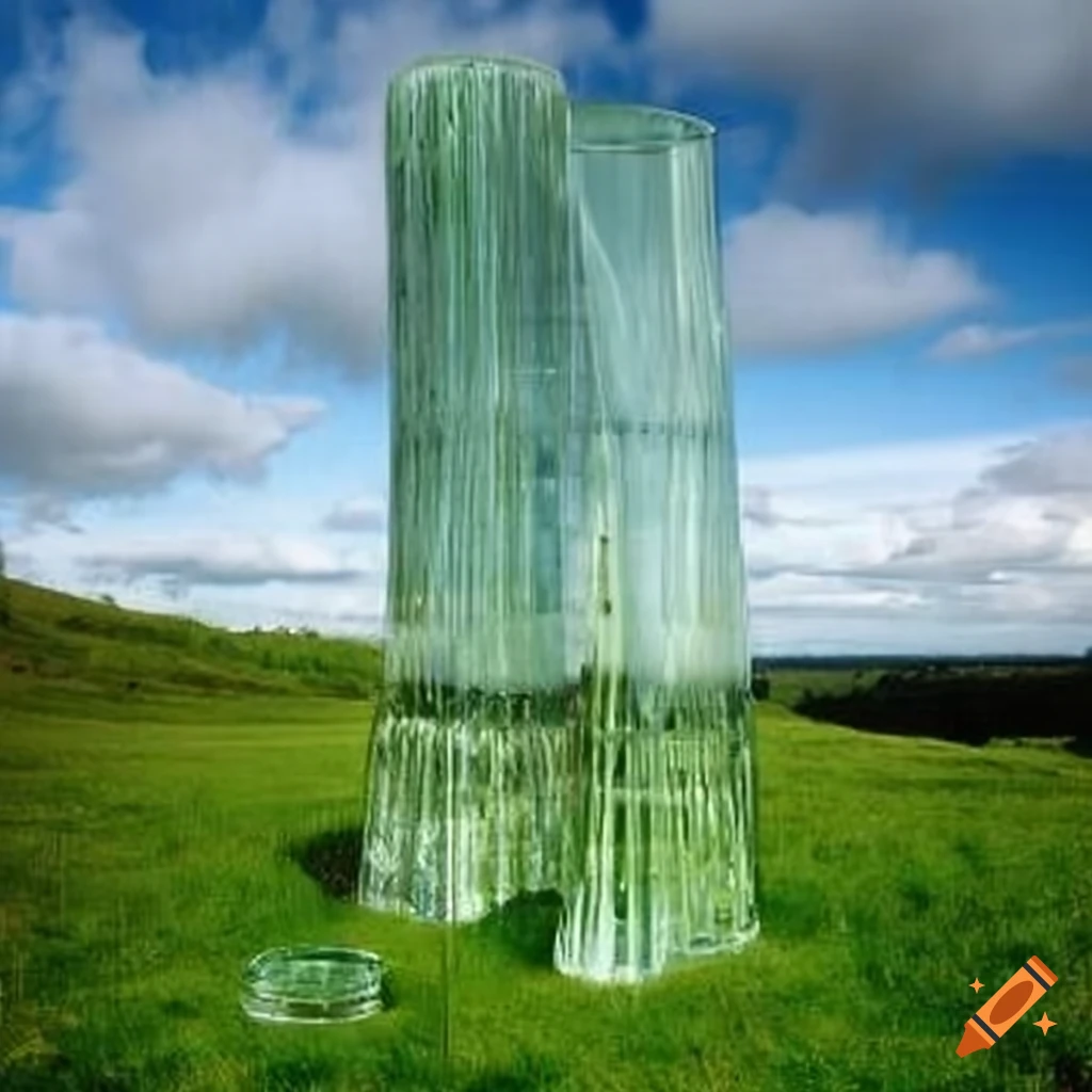 glass skyscraper in a grassy field