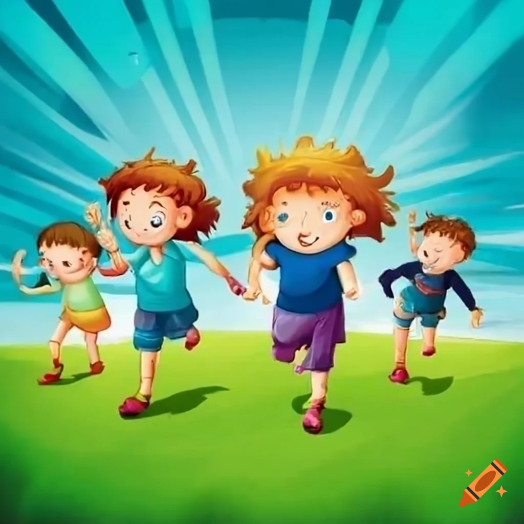 Children Playing On A Grass Playground