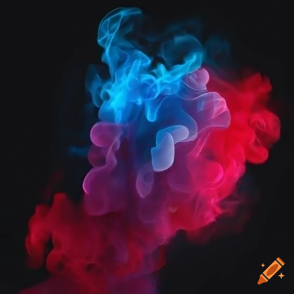 abstract wallpaper with black background and red and blue smoke