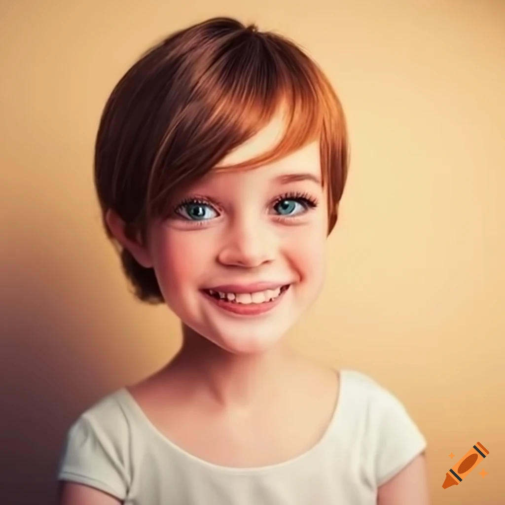 portrait of a cheerful girl with brown hair