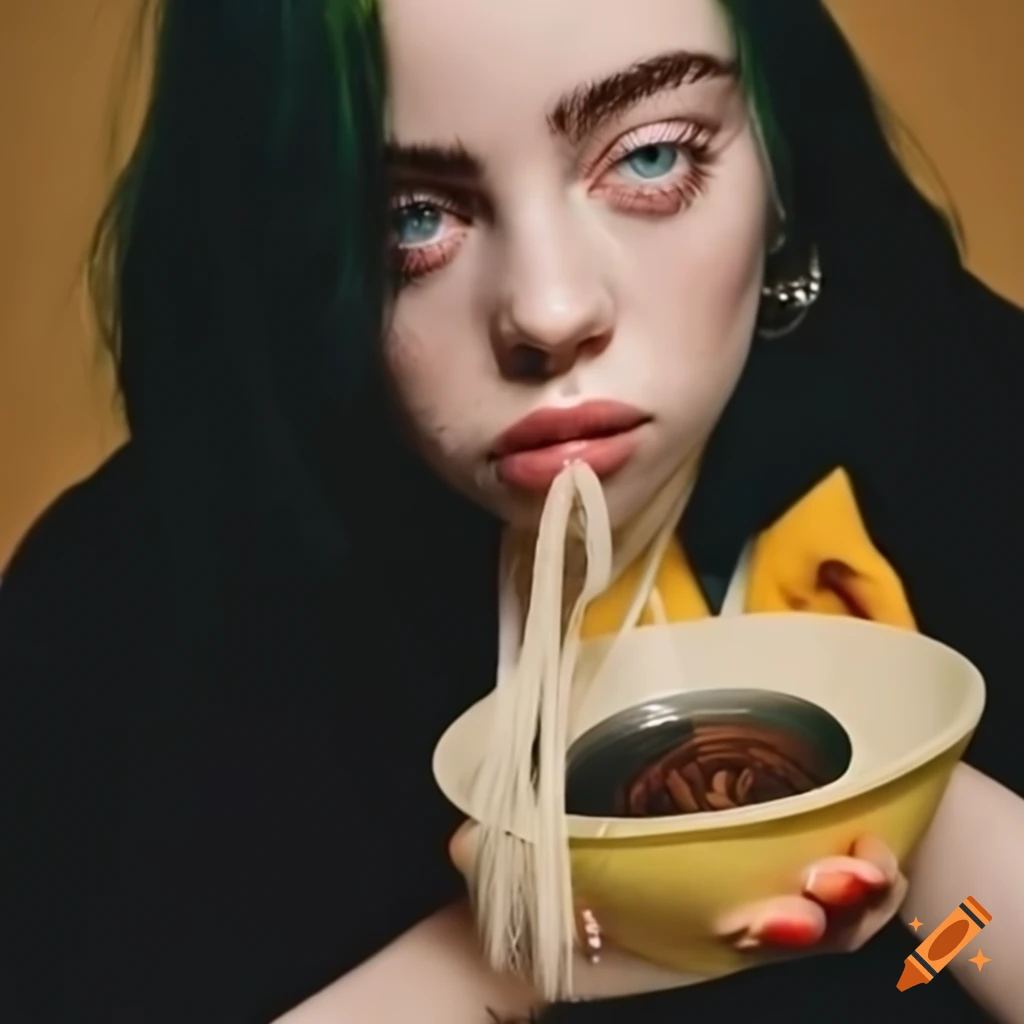 Billie Eilish enjoying spaghetti