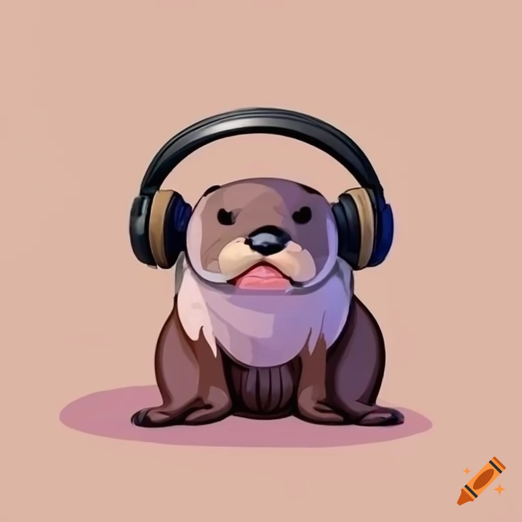 otter wearing headphones