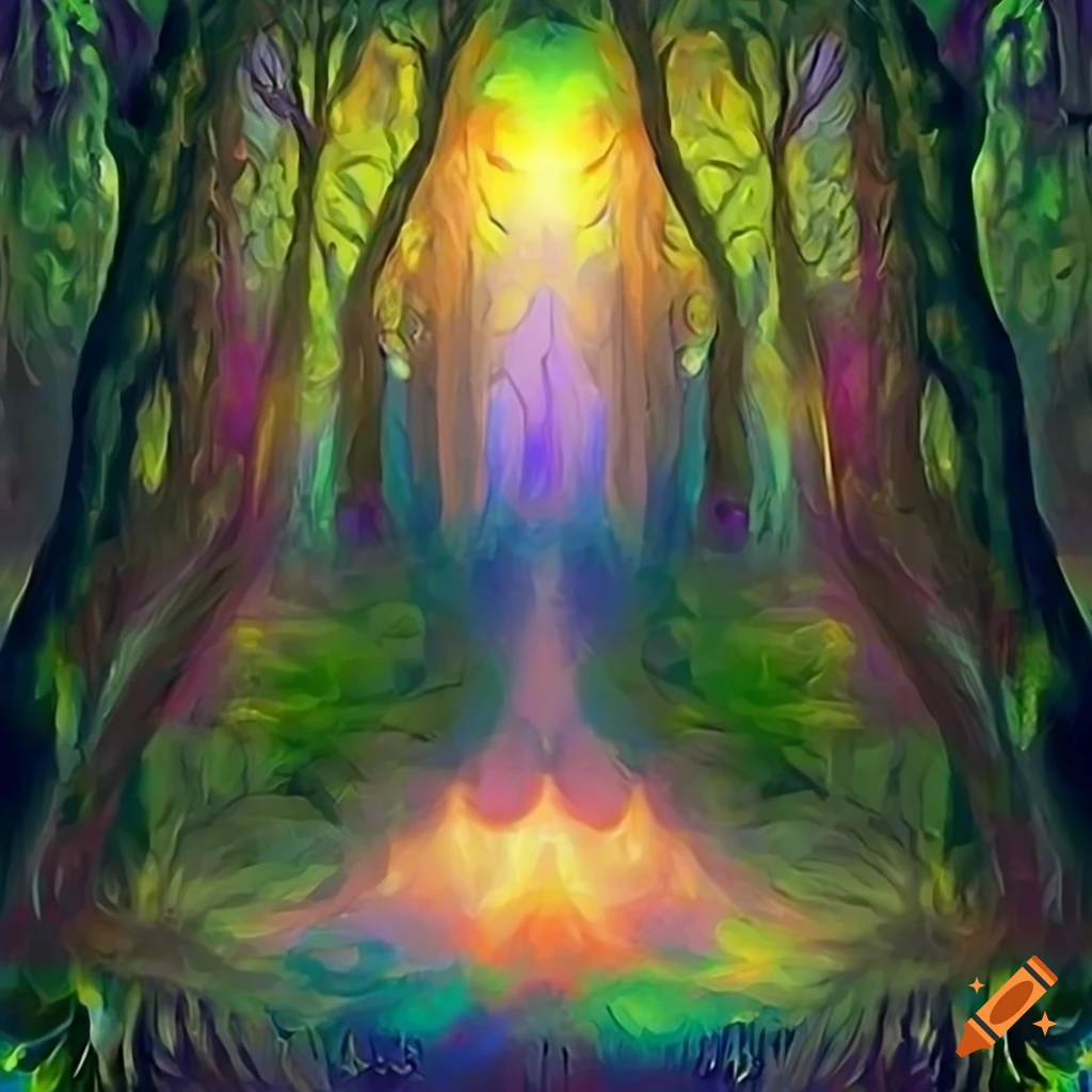 Digital oil painting of a magical forest on Craiyon