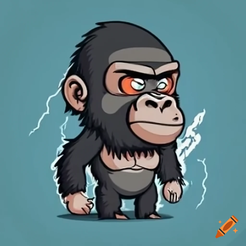 gorilla surrounded by thunder
