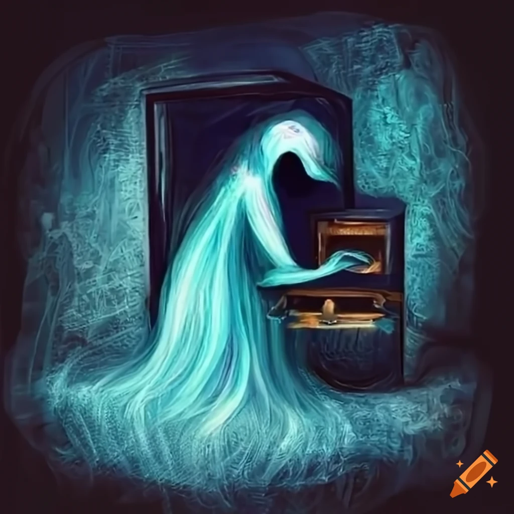 image of a ghost leaving a music box