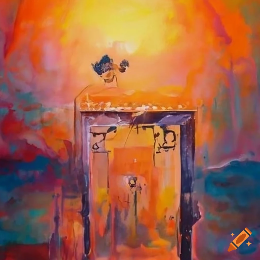 painting of an art show in heaven