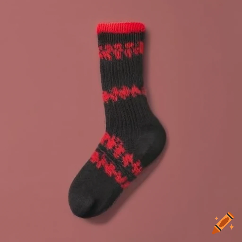 black and red wool socks