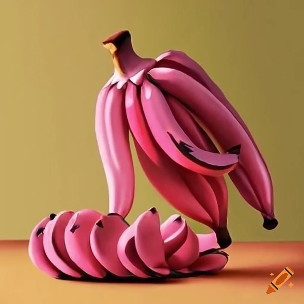 Surrealistic image of pink bananas on a shaved carpet on Craiyon