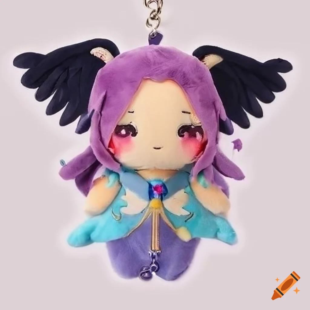 seraph plushie keychain with wings and halo