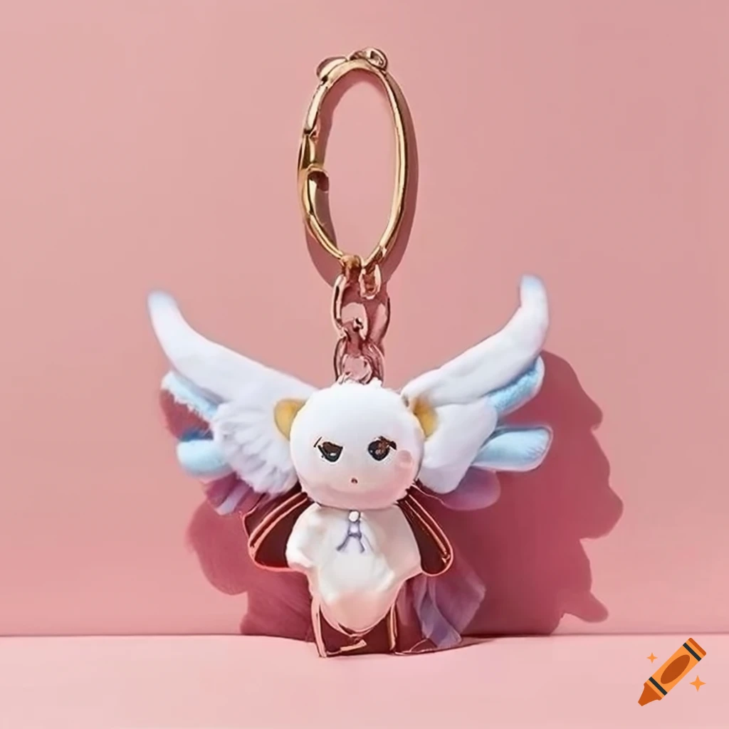 seraph plushie keychain with wings and halo