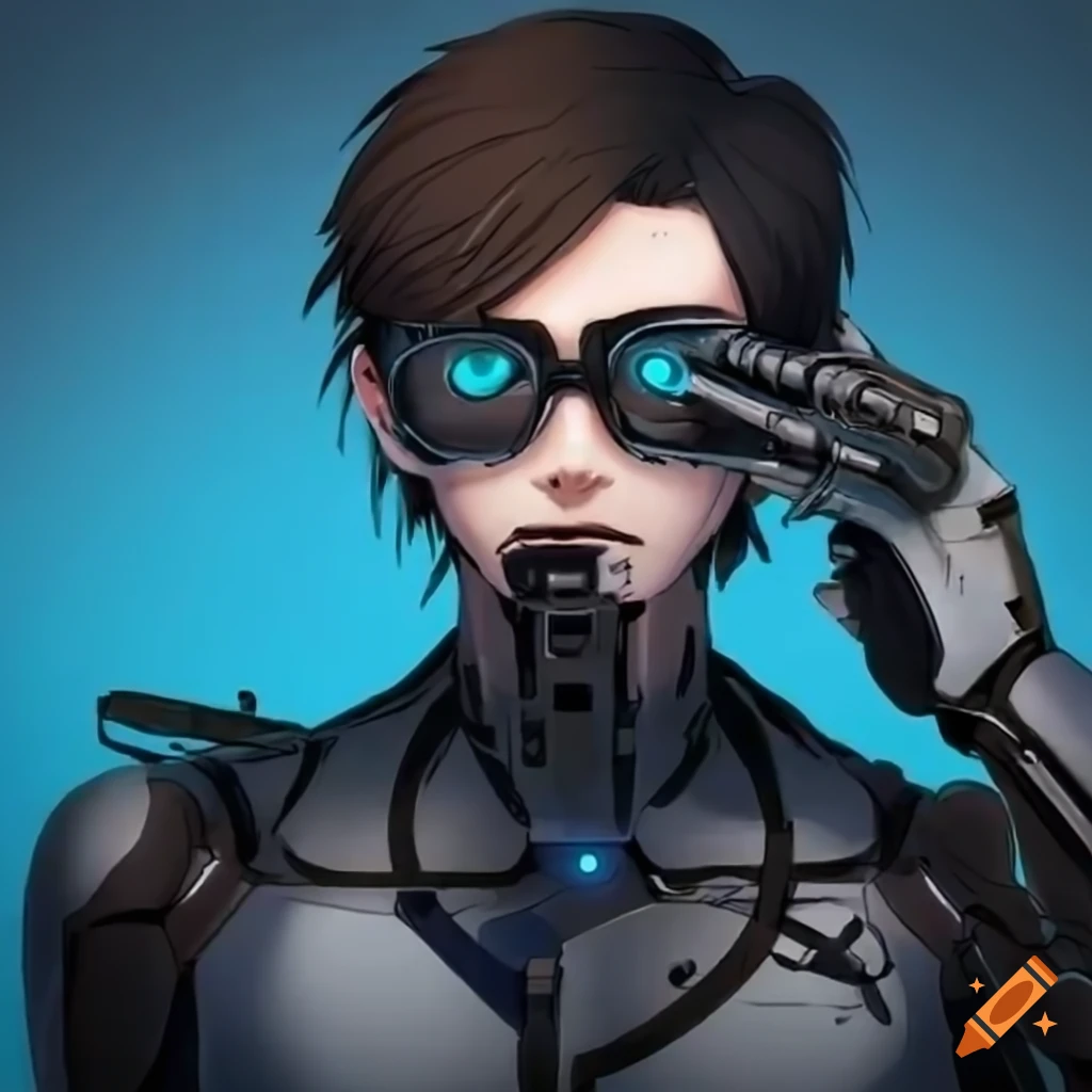 Anime character with a robotic arm and futuristic gadgets on Craiyon