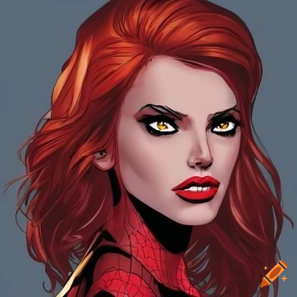 Redhaired spiderwoman in marvel comic style