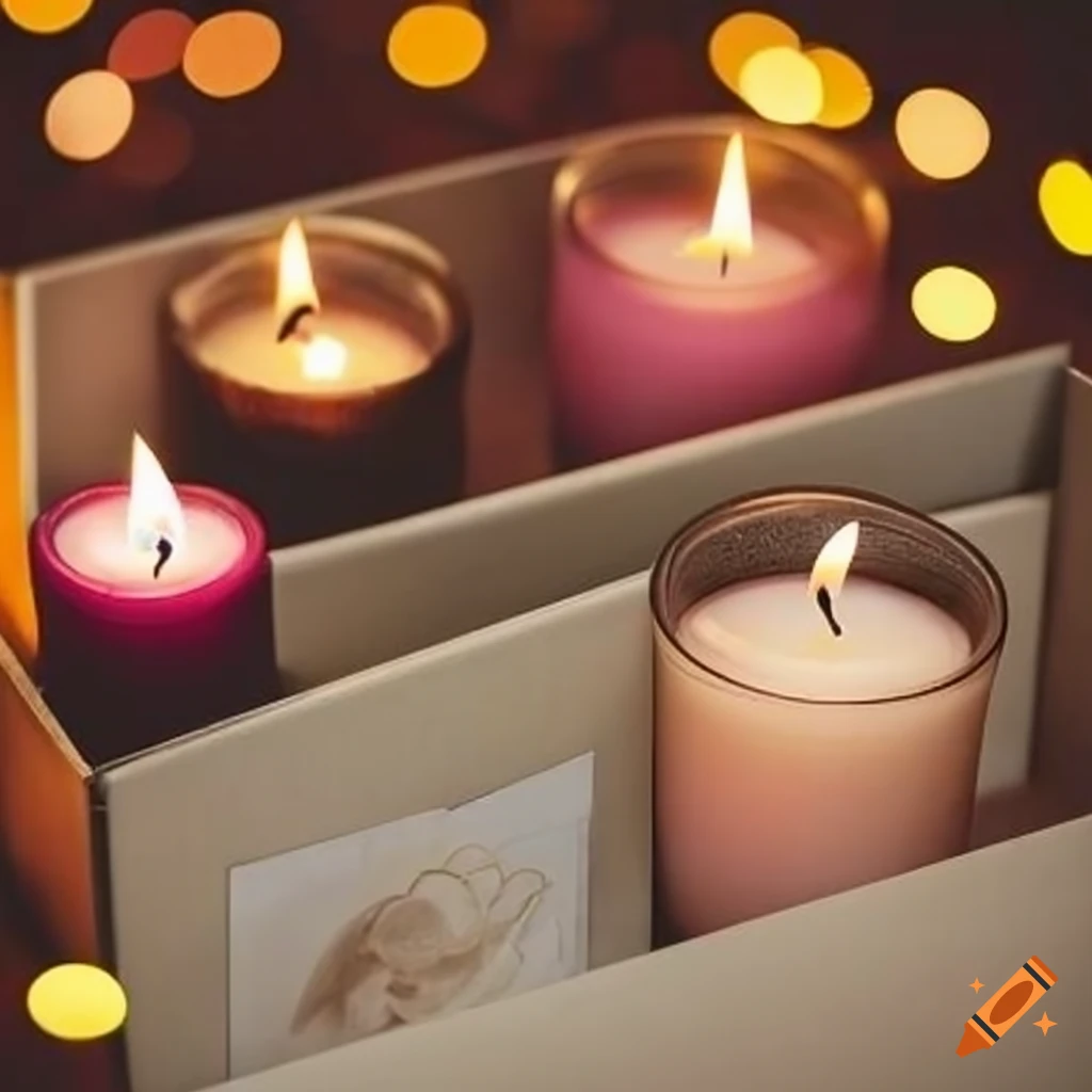 assortment of scented candles in a decorative box