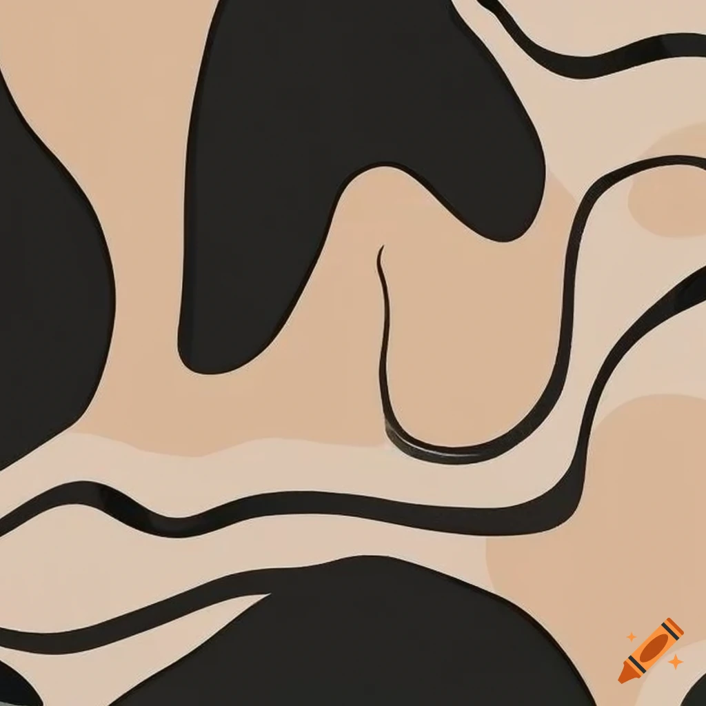 abstract black and beige lines in Matisse cut outs style