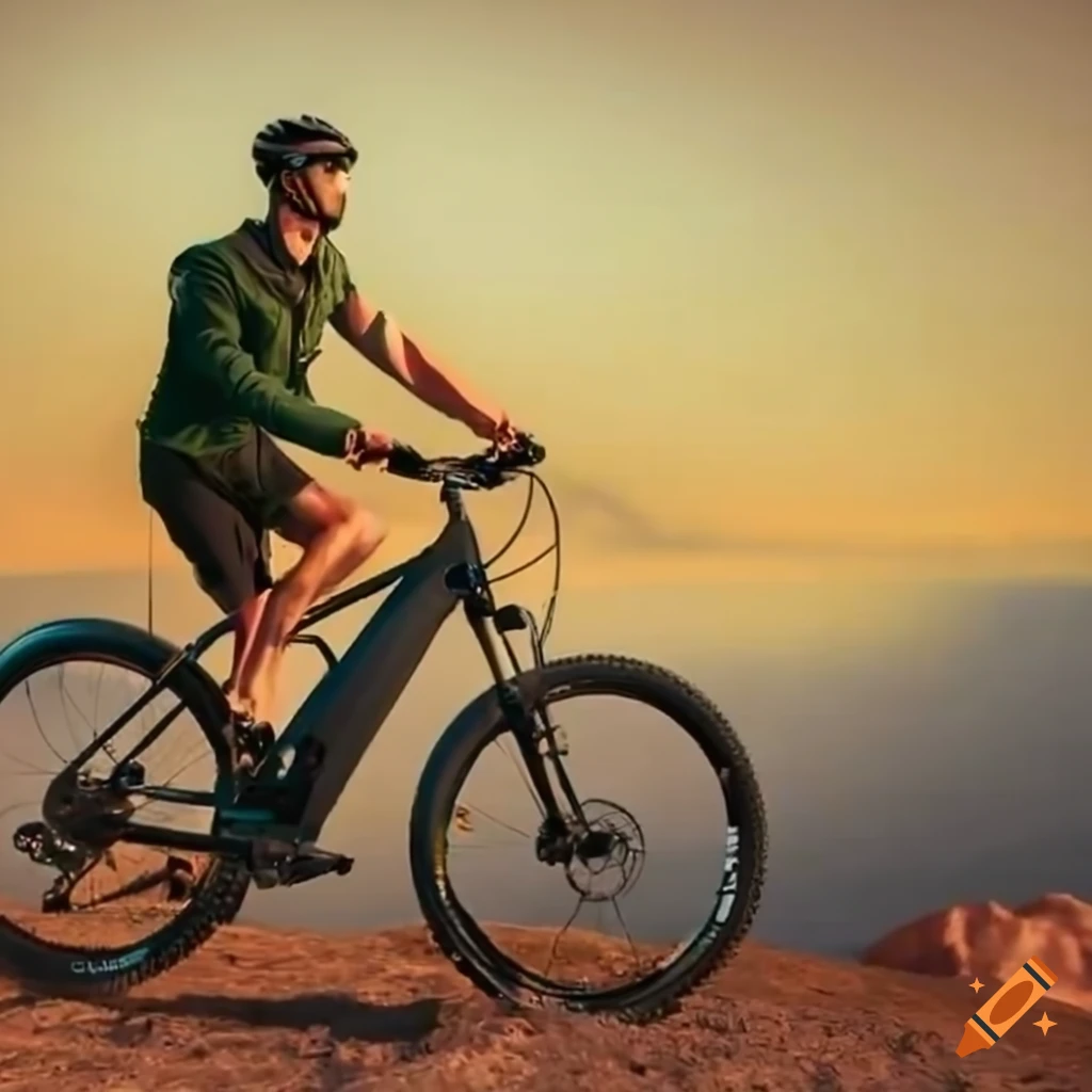 man riding an e-mountain bike