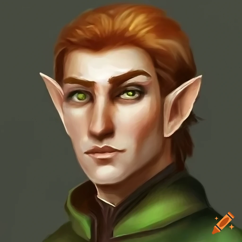 Illustration of a male halfelf in medieval attire