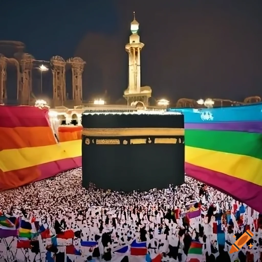 LGBTQ+ flags in a religious city
