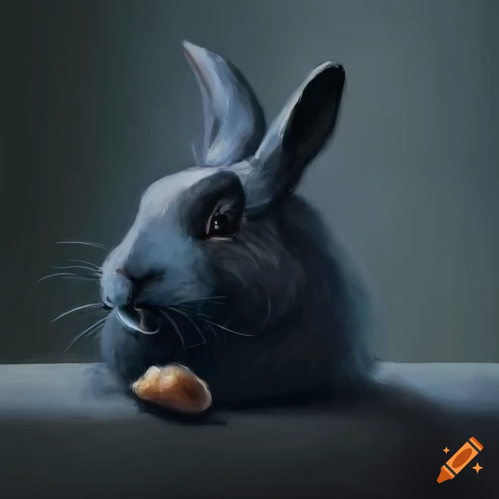 Painting of a dutch rabbit on a pillow