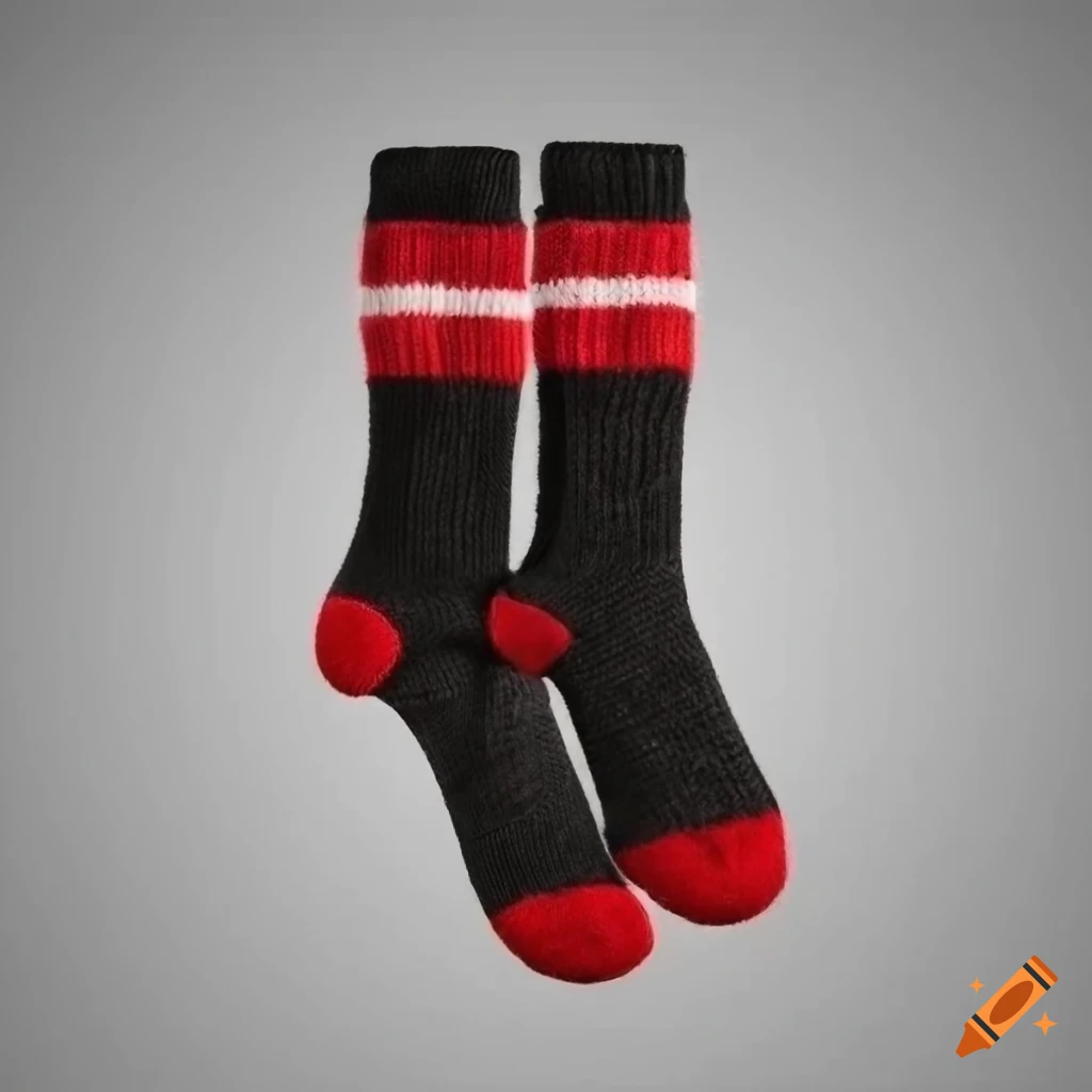 black and red wool socks