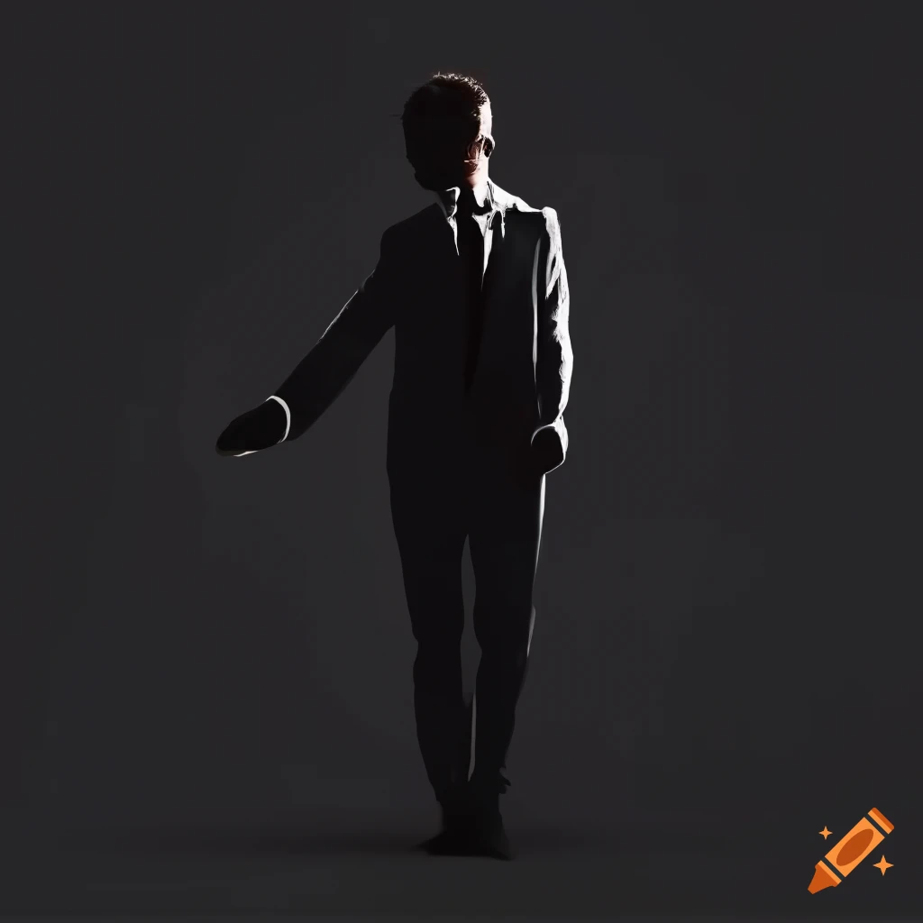 elegant silhouette of a man with open hand