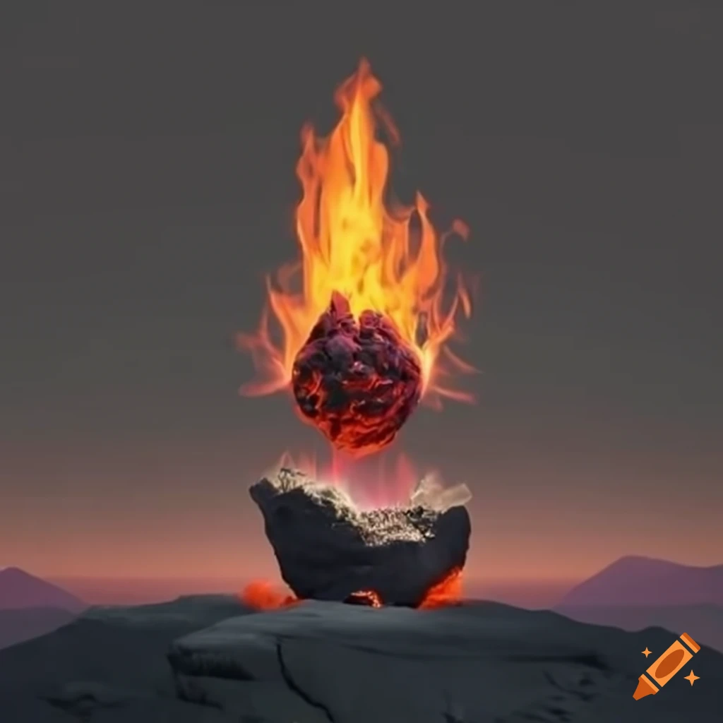 image of a fire elemental in a volcanic landscape