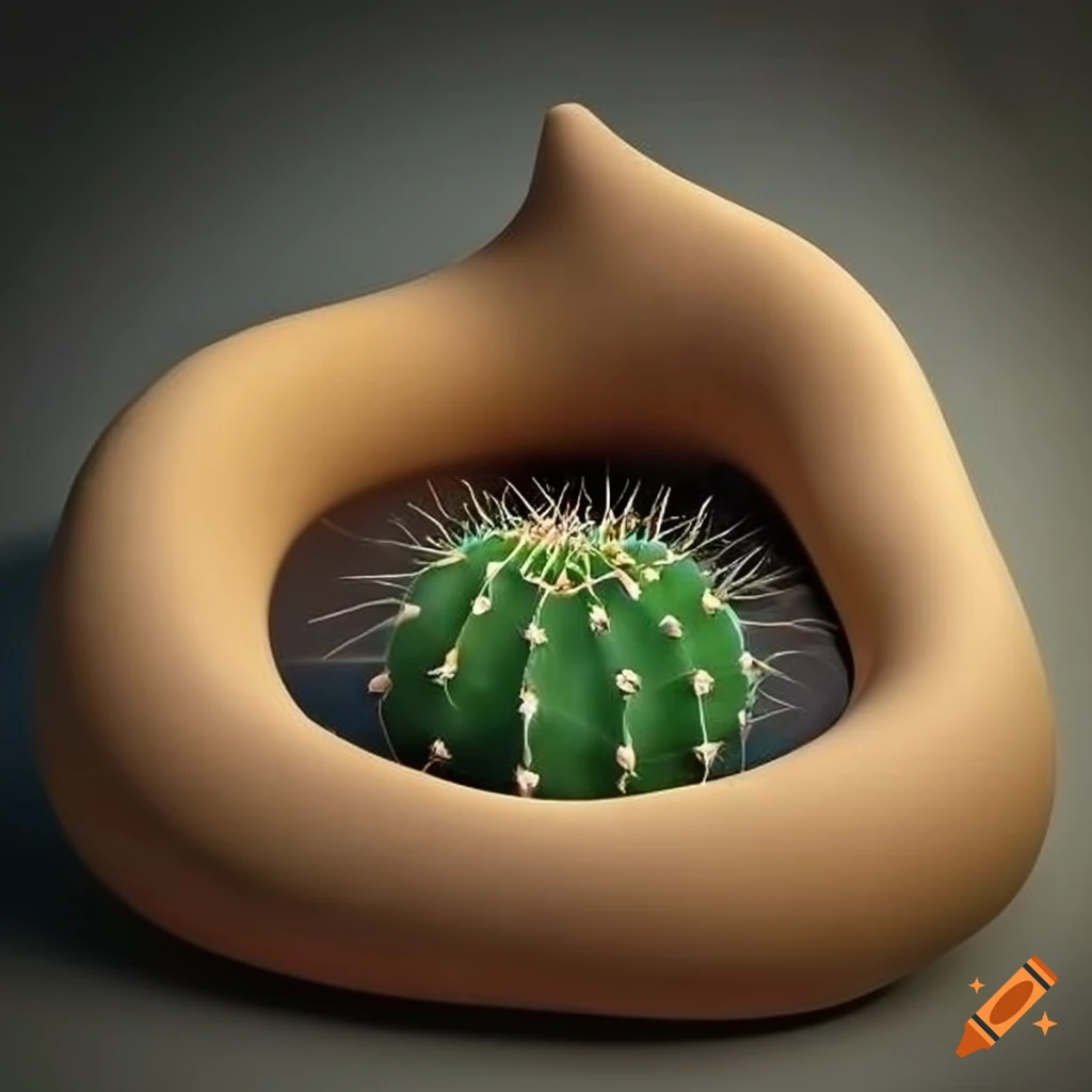biomorphic cactus on a raised garden stone bed