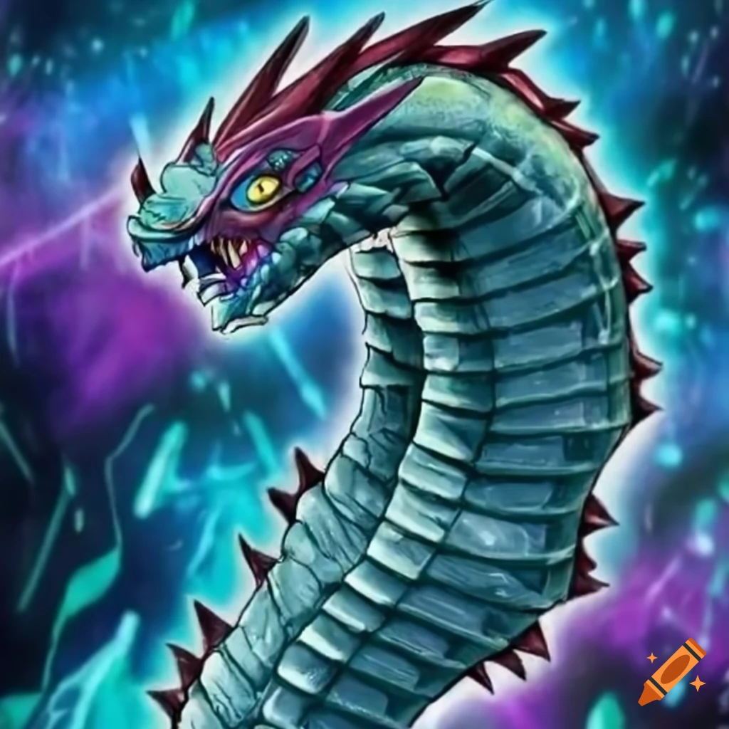 Yugioh card with water hydra head emerging from the sea on Craiyon