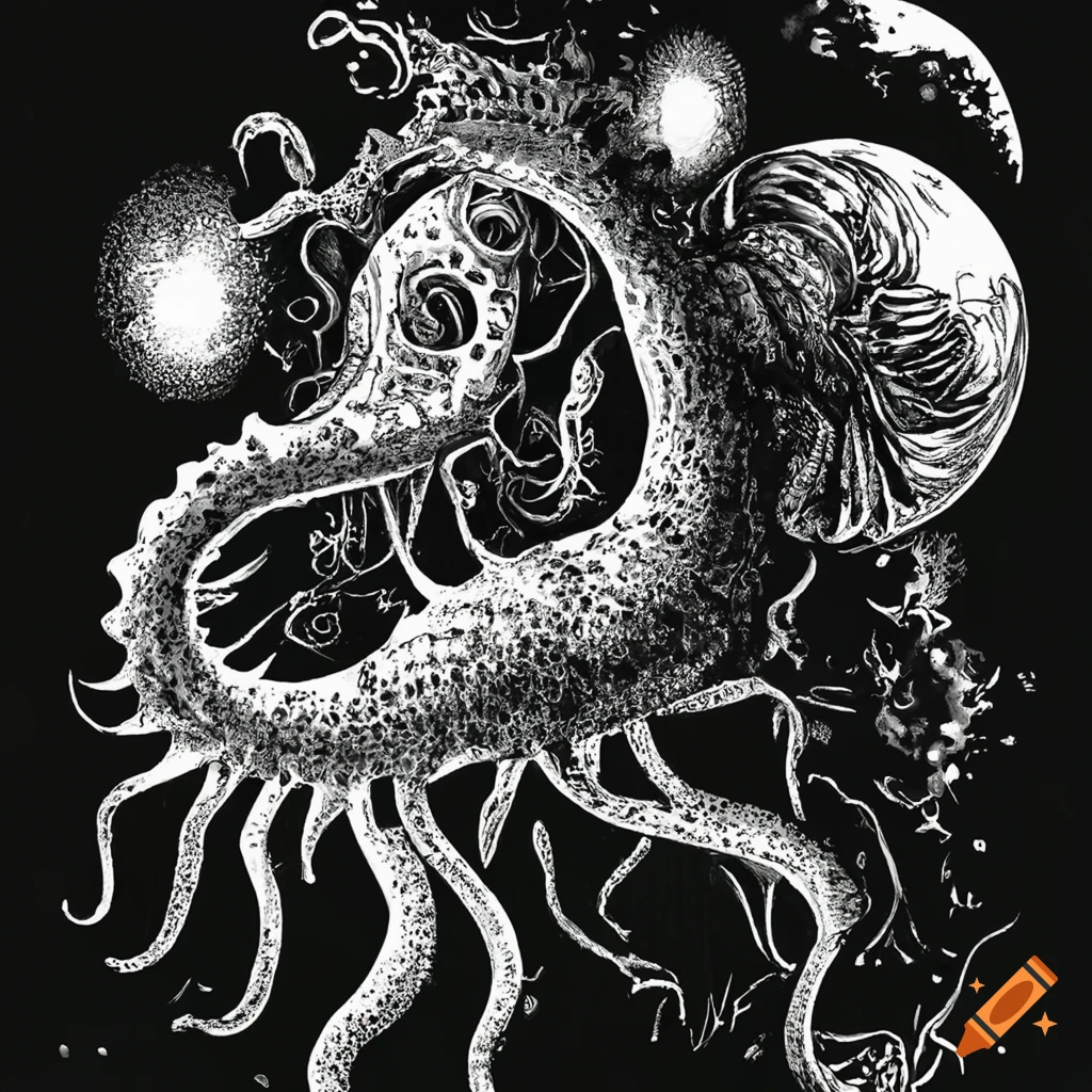 surreal atomic sea creature artwork