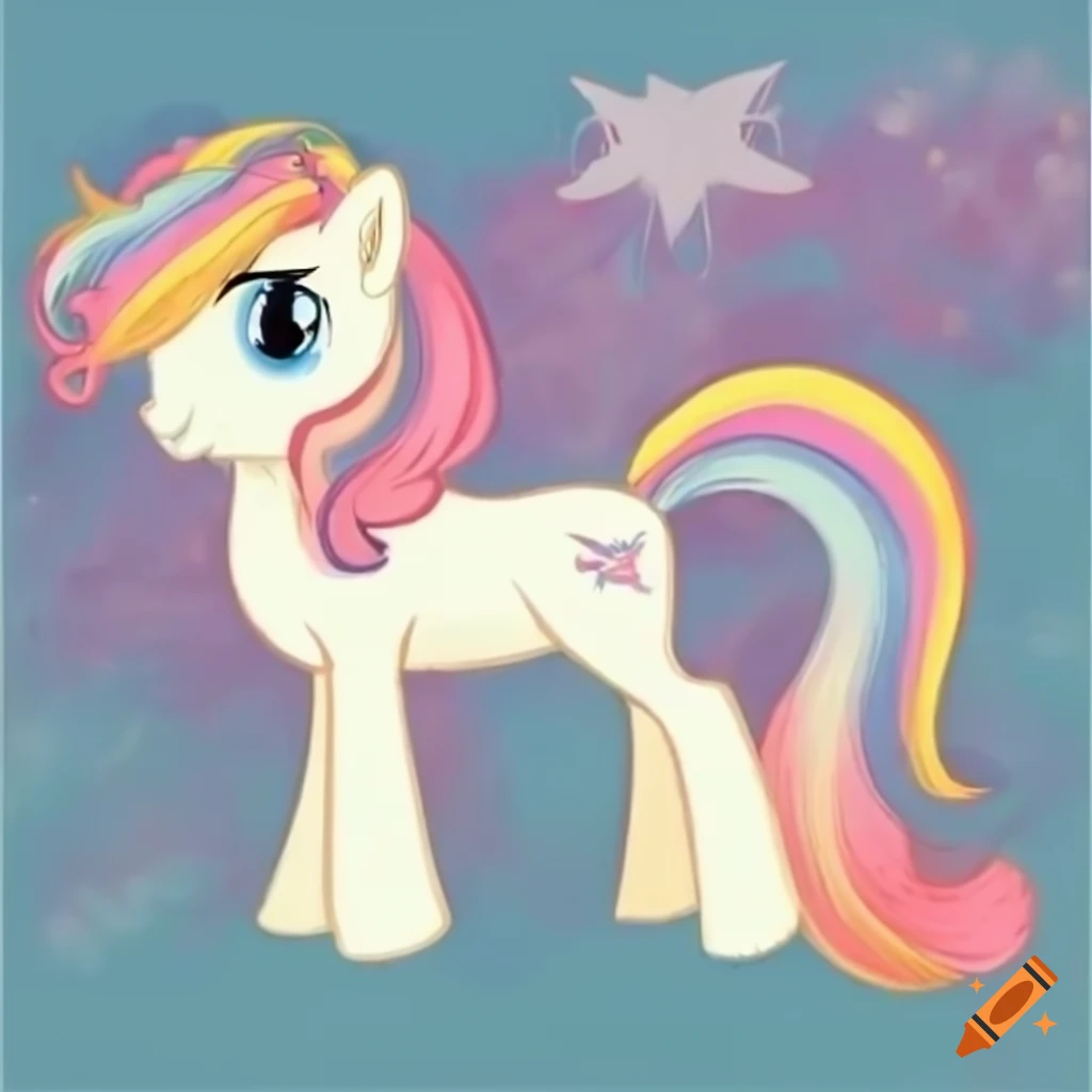 pastel white pony with pastel blue mane