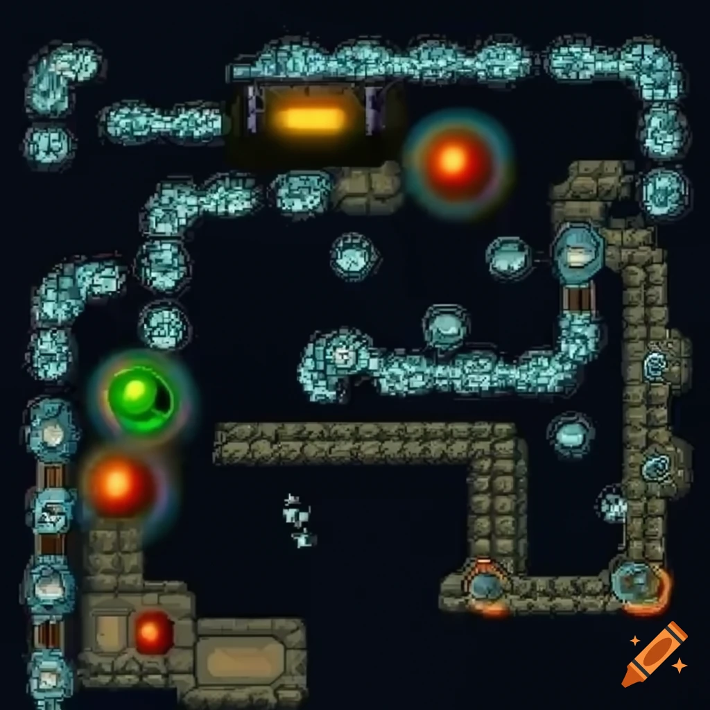 2d game layout map with bubbles on Craiyon