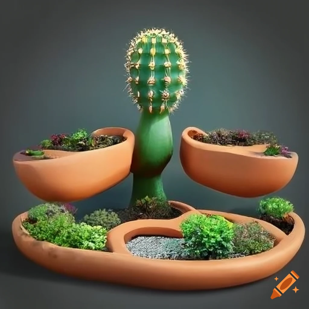 stone bed with cactus plants