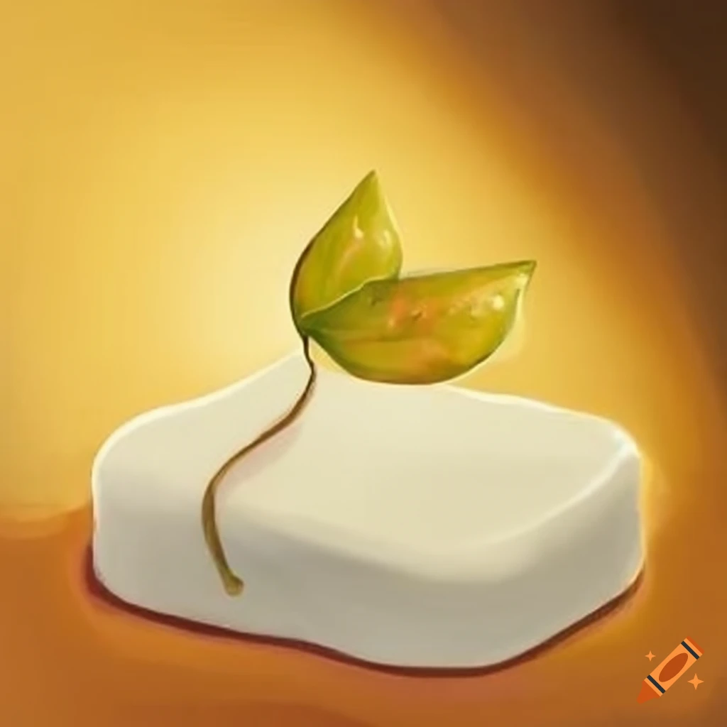 minimalistic soap with a leaf and dripping oil