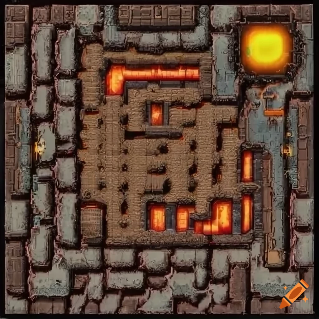 2d game layout map with lava tiles