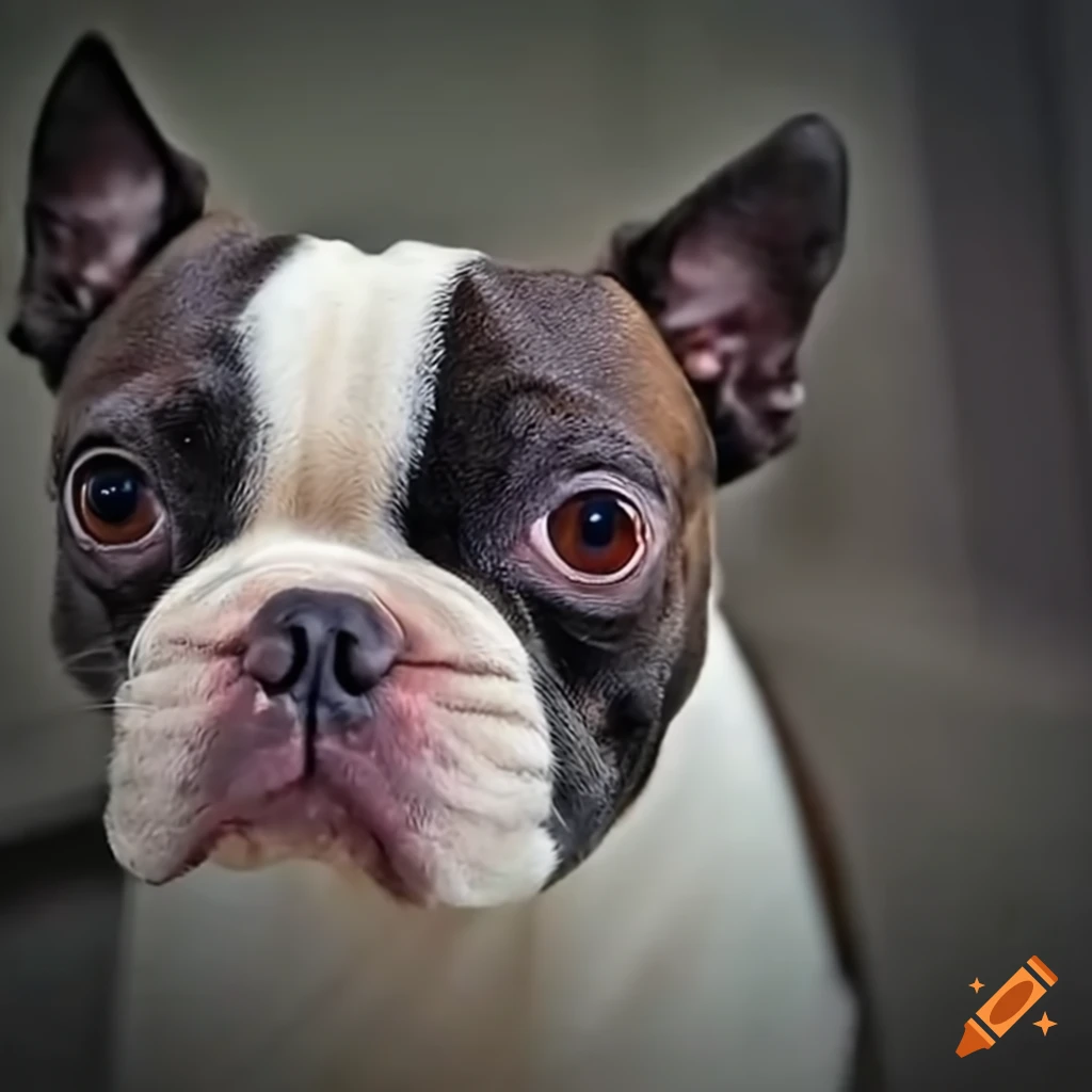 Adorable boston terrier with big eyes on craiyon