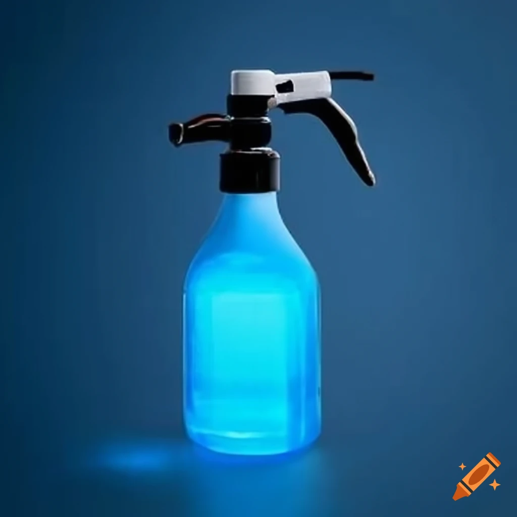 Blue gas being sprayed from a bottle on Craiyon