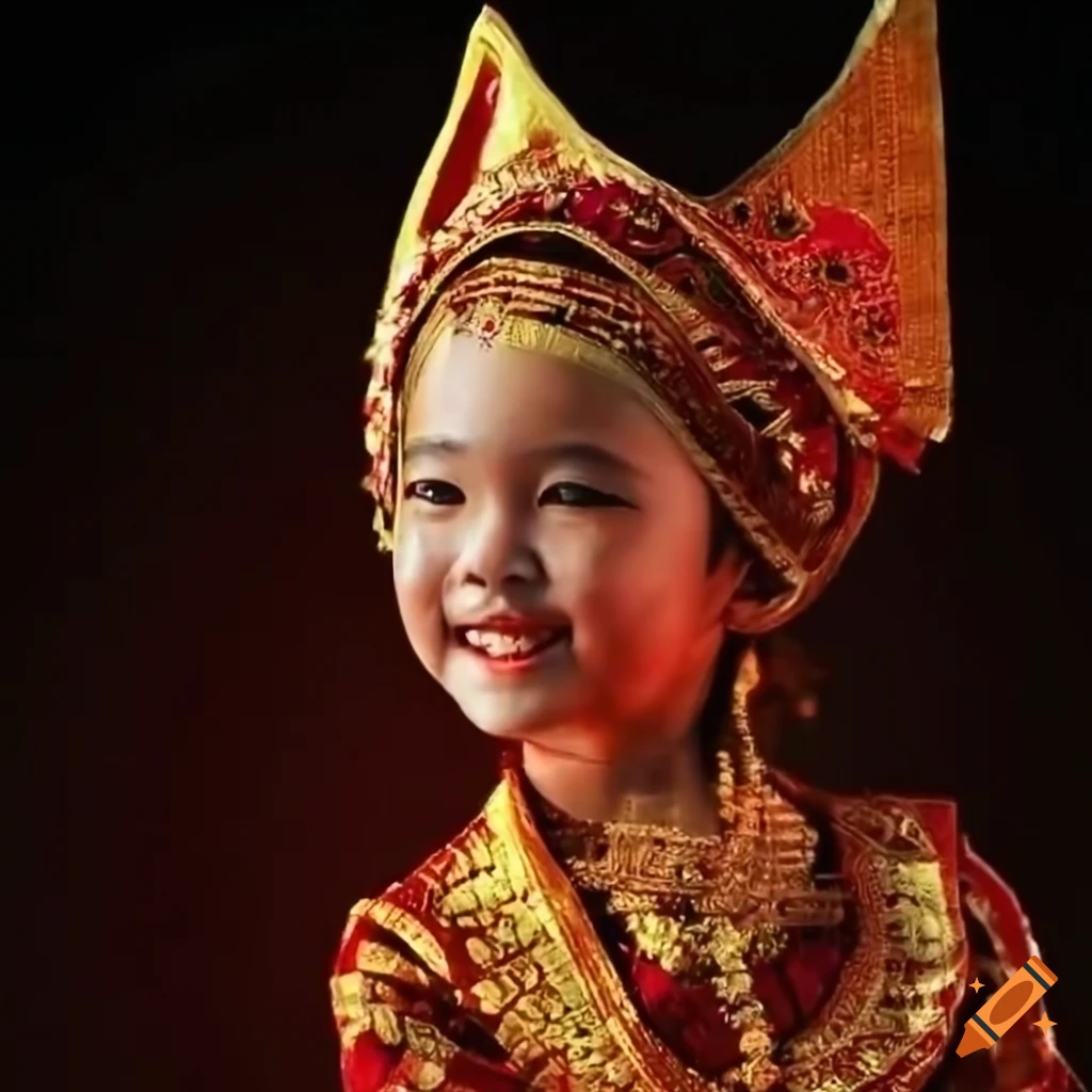 Children performing randai dance in rumah gadang on craiyon