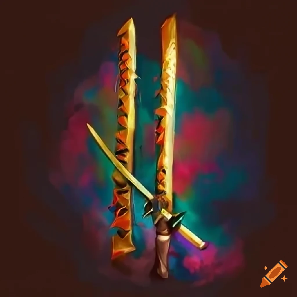 image of a golden katana with rune engravings
