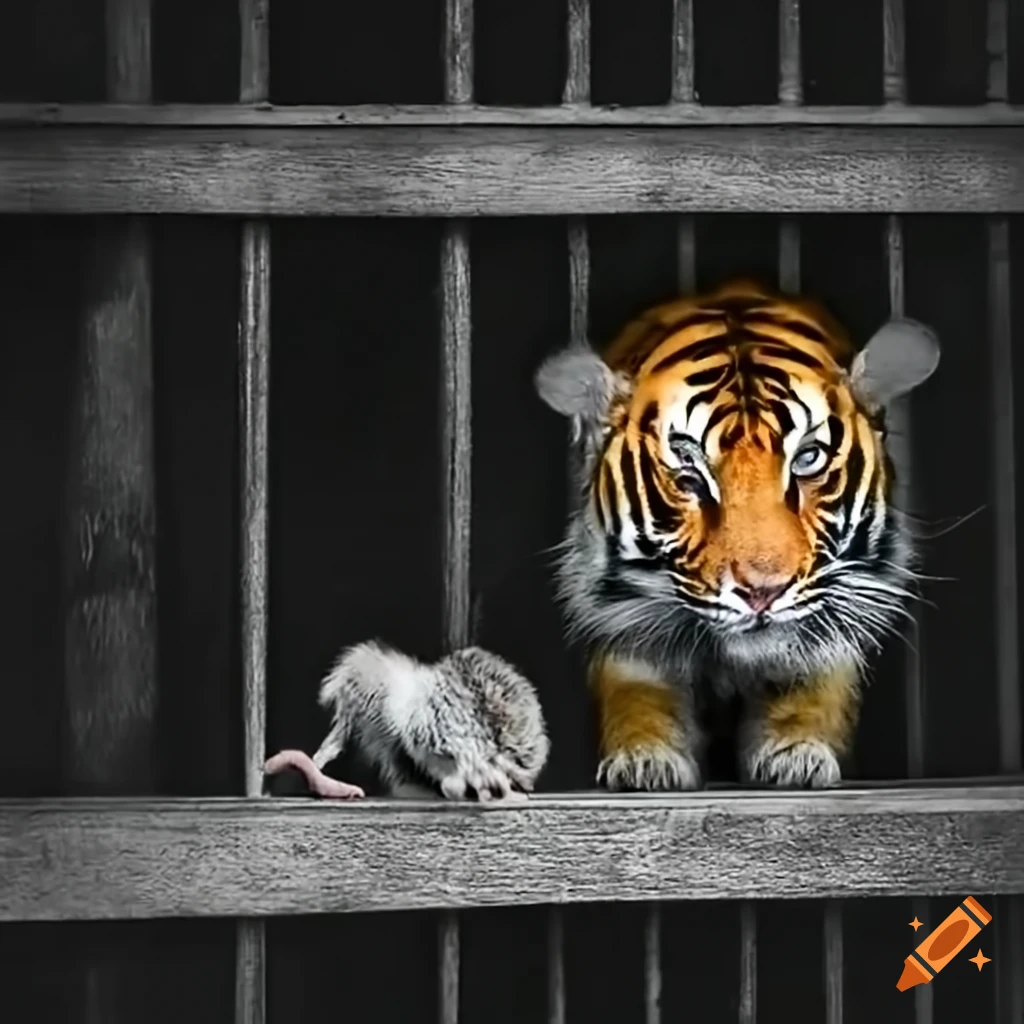 mouse and tiger in a jail cell