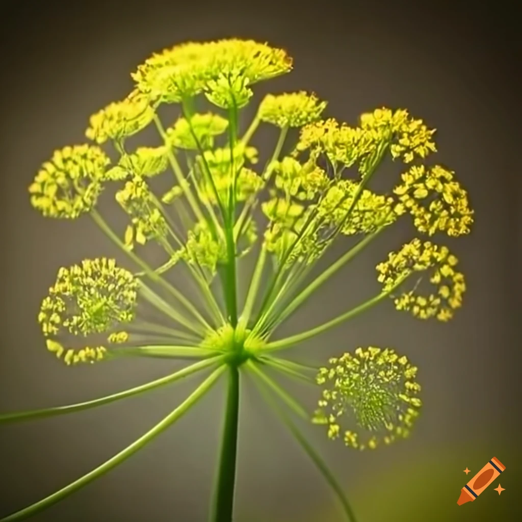 Closeup of wild fennel flowers on Craiyon