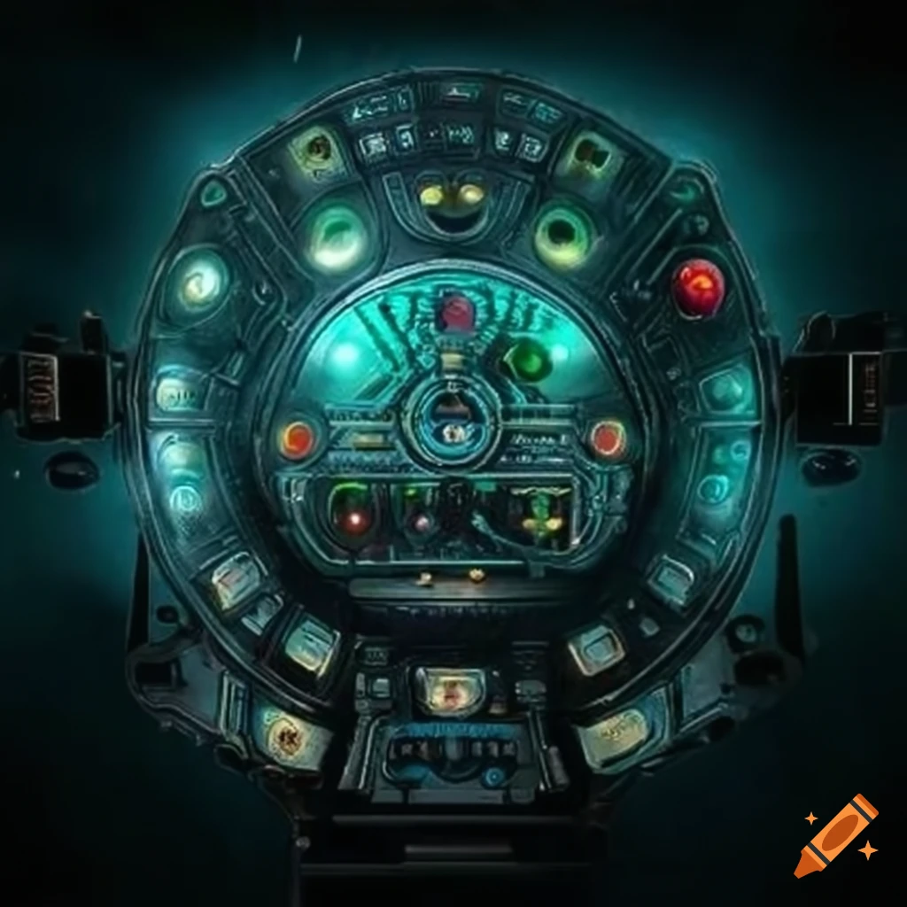Control panel of a fantasy time machine on Craiyon