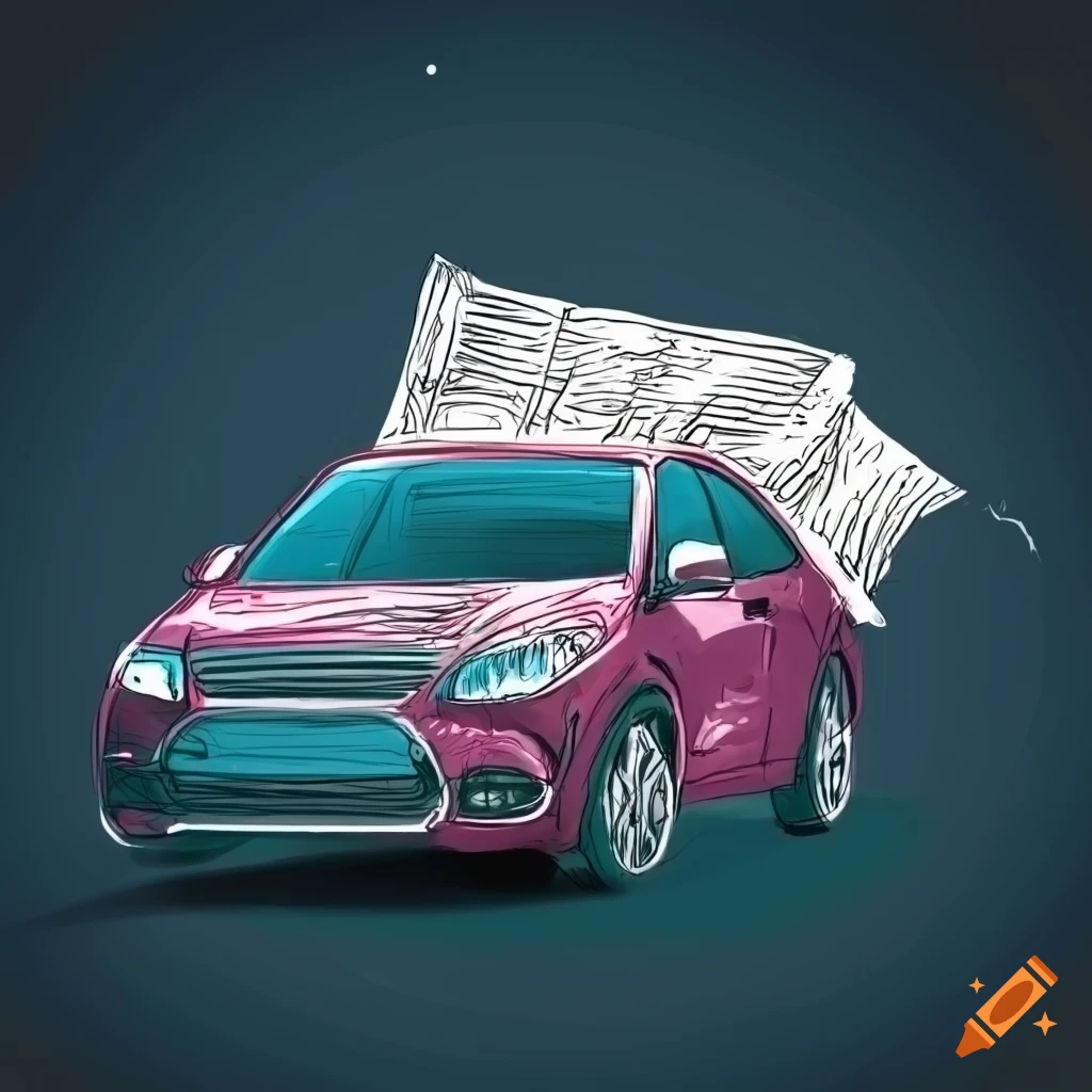 graphic drawing of a car and insurance policy