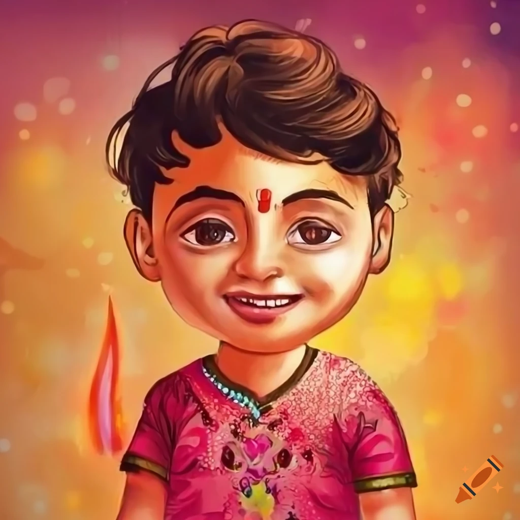 colorful diwali celebration poster for a child
